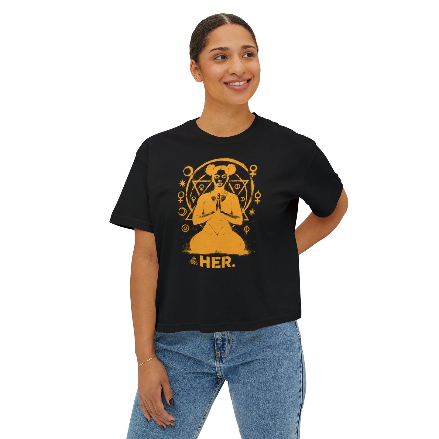 HER (Fire) Boxy Tee - Black and Yellow
