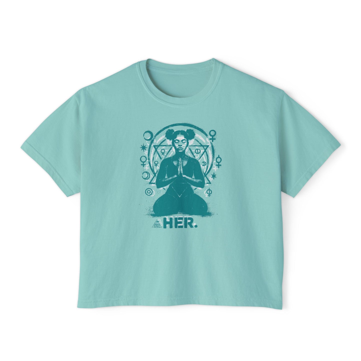 HER (Water) Boxy Tee - Red and Chalky Mint