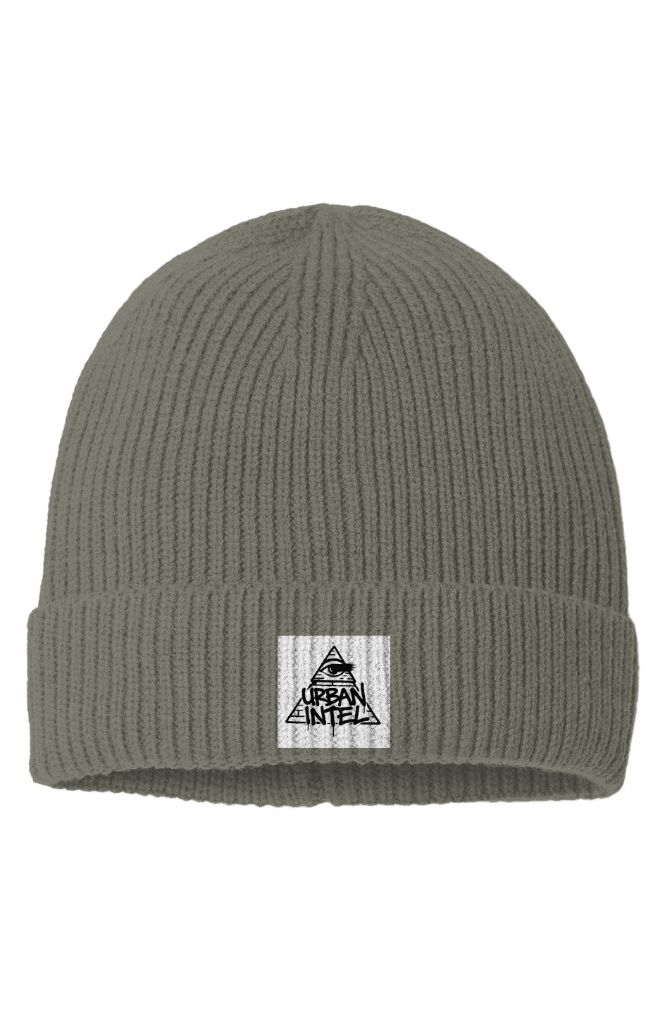 Sustainable Fine Rib Knit Beanie black on green