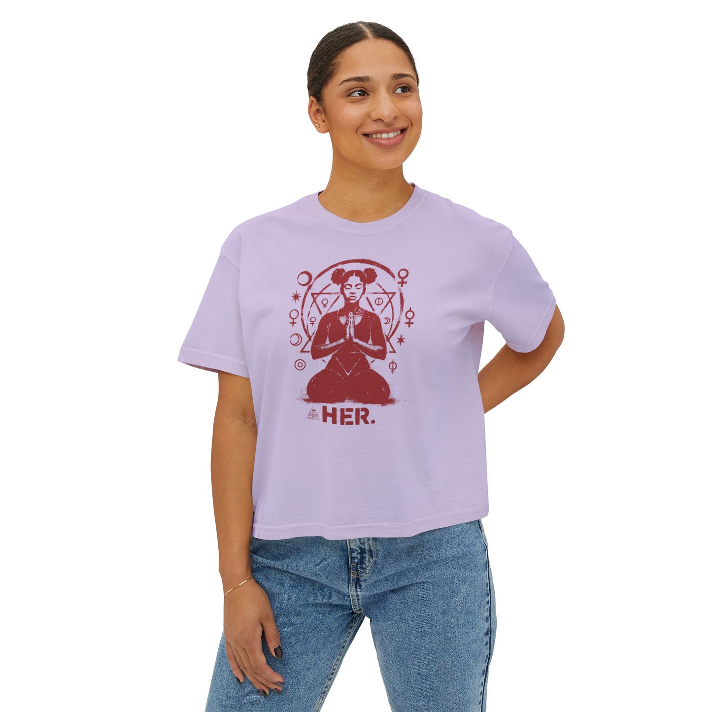 HER (Earth) Boxy Tee - Red and Orchid