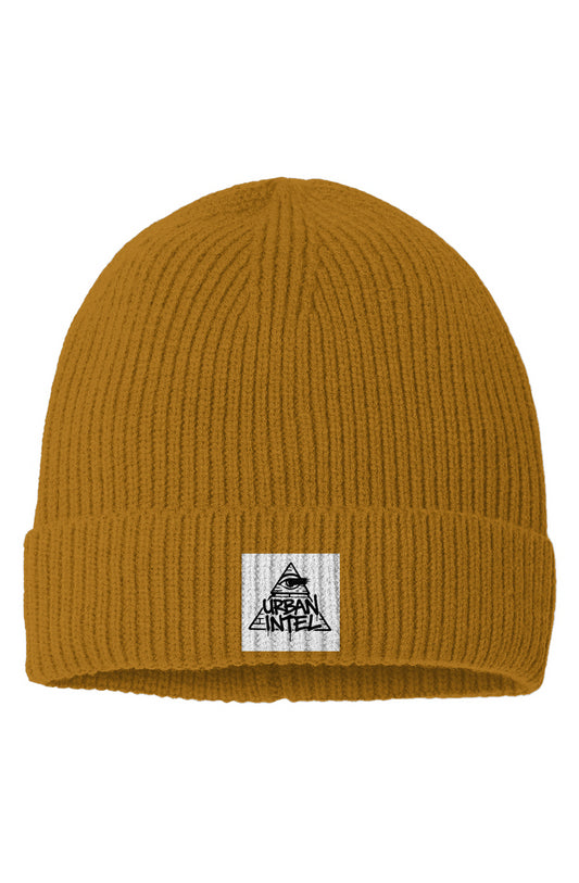 Sustainable Fine Rib Knit Beanie black on green