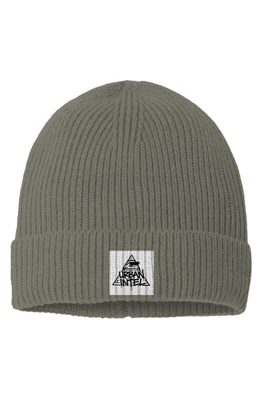 Sustainable Fine Rib Knit Beanie black on green