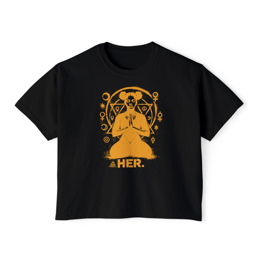 HER (Fire) Boxy Tee - Black and Yellow