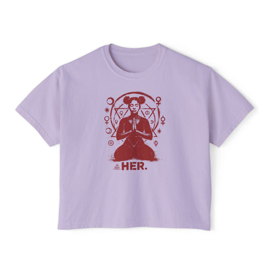 HER (Earth) Boxy Tee - Red and Orchid
